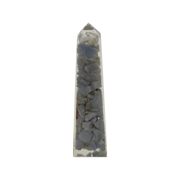 Peruvian Angelite Orgone Obelisk with Copper - Orgonite - Energy Healing - Angelite Crystals