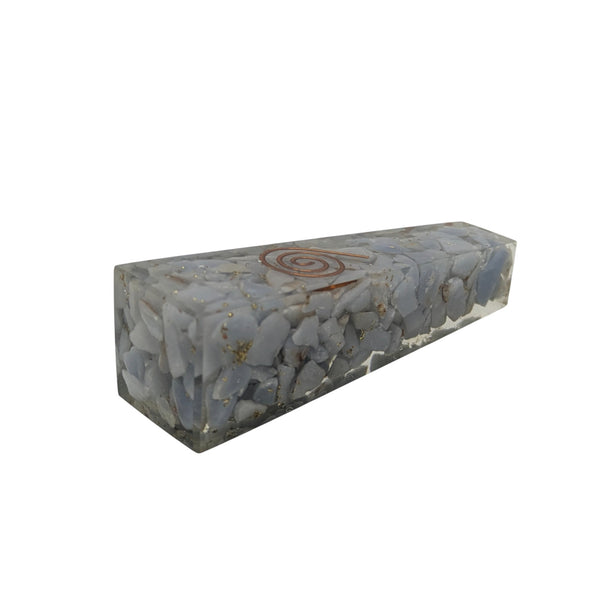 Peruvian Angelite Orgone Obelisk with Copper - Orgonite - Energy Healing - Angelite Crystals