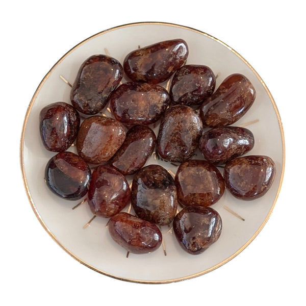 Hessonite Garnet Crystal Tumblestone - Rare Gemstone - Cinnamon Stone - Leo Crystal - Ethically Sourced - UK Crystal Shop