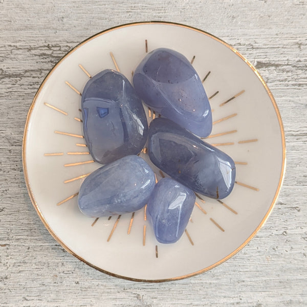 Blue Chalcedony Crystal Tumblestone - Calming Gemstone - Throat Chakra - Healing Crystals - UK Crystal Shop
