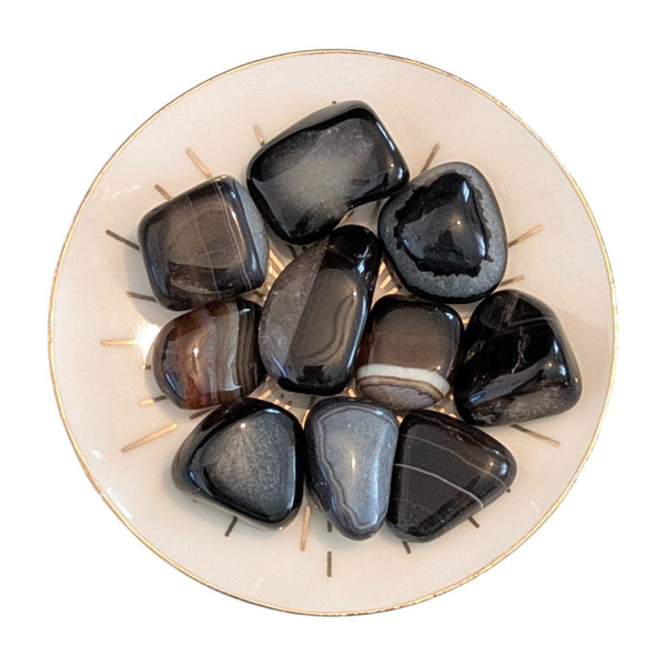 Black Banded Agate Tumblestone
