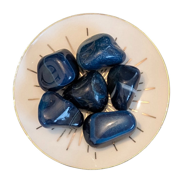 Blue Banded Agate Crystal Tumblestone - De-Stress - Throat Chakra - Healing Crystals