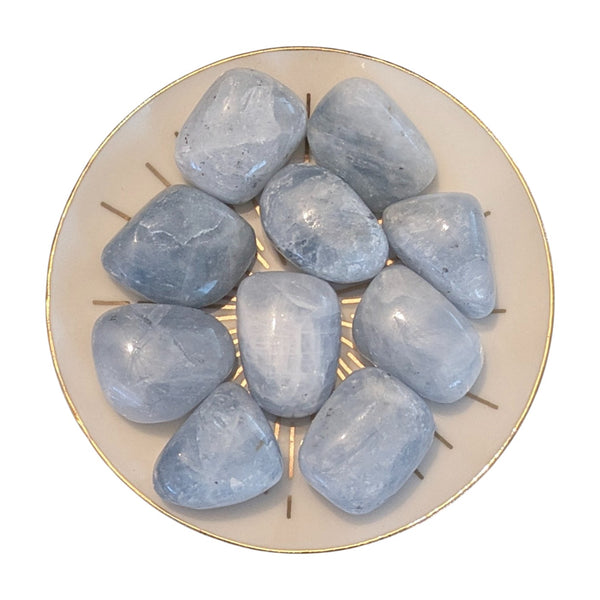 Blue Calcite Crystal Tumblestone - Dream Stone - Soothing Crystal Energies - Throat Chakra