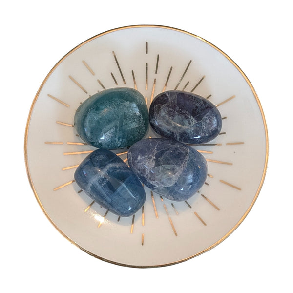 Blue Fluorite Crystal Tumblestone - The Genius Stone - Third Eye Chakra - Throat Chakra