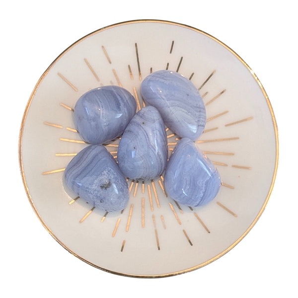 Blue Lace Agate Crystal Tumblestone - Stone of friendship - Throat Chakra - Stone for Pisces