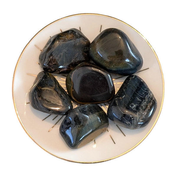 Blue Tigers Eye Crystal Tumblestone - Hawks Eye Crystal - Anxiety Gemstone - UK Crystal Shop