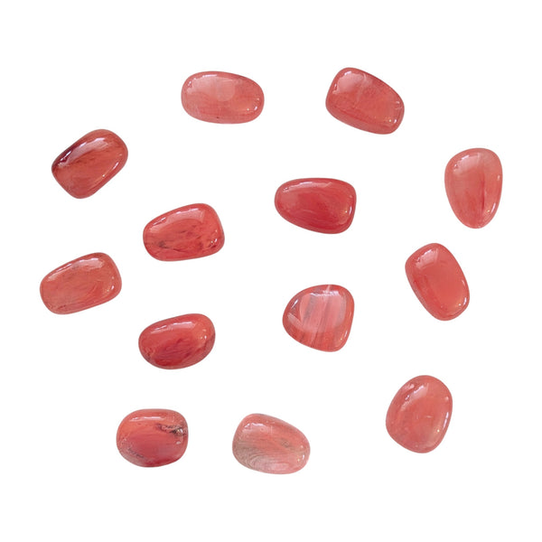 Cherry Quartz Tumblestone - Cinnabar & Quartz - Heart Chakra - Aquarius Stone - Balance & Harmony