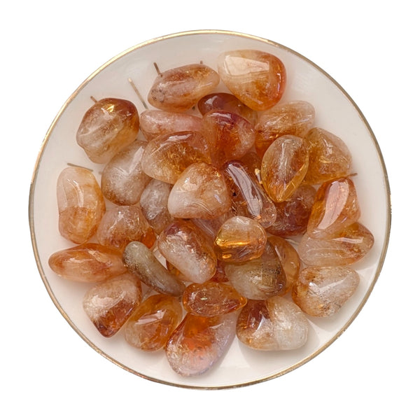 Citrine (Dark) Crystal Tumblestone - Creativity & Abundance - Solar Plexus Chakra - Stone for Cancer