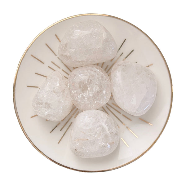 Crackle Quartz Crystal Tumblestone UK - Vein Quartz - Fire & Ice Quartz - Chakra Stones