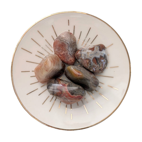 Crazy Lace Agate Tumblestone - Laughter Stone - Happy Lace - Mexican Agate - Crown Chakra - Gemini Stone