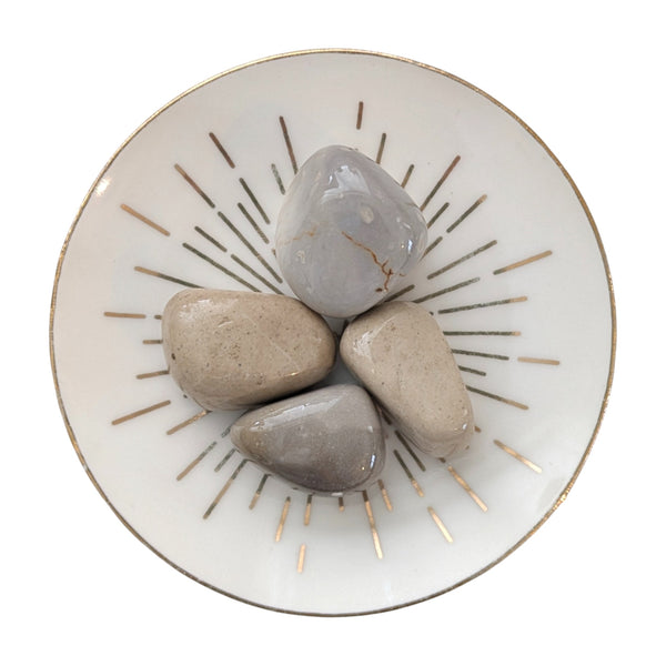 Flint (Grey/Cream) Crystal Tumblestone - Protection Stone - Chakra Stone