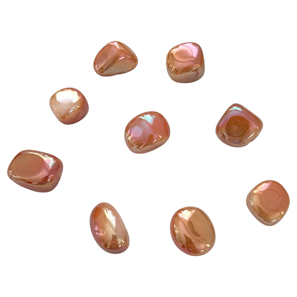 Tangerine Aura Quartz Crystal Tumblestone
