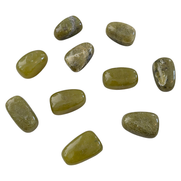 Jade (Olive) Tumblestone - Nephrite Jade luck, Prosperity & Abundance - Heart Chakra Stone