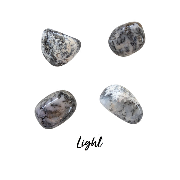 Merlinite Tumblestone - The Magic Bearer - Dendritic Opal - Stone of Duality - Luck, Harmony & Balance