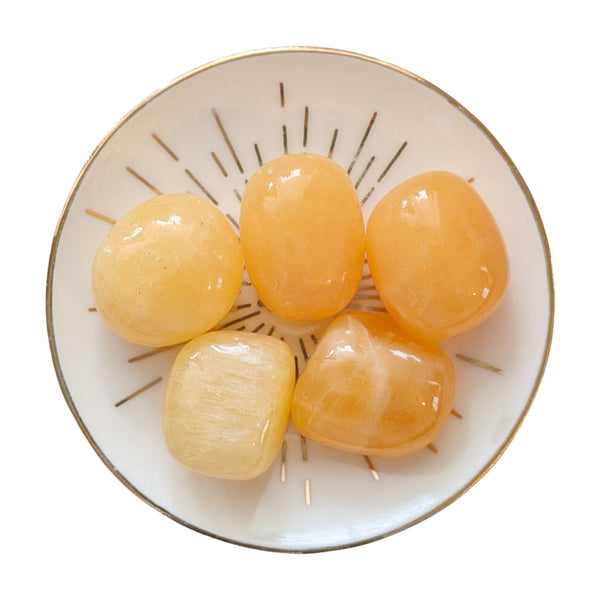 Orange Calcite  Crystal Tumblestone - UK Crystal Shop - Mexican Calcite - Genuine Gemstones - Ethically Sourced