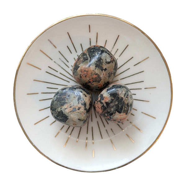 Orange Orthoclase with Black Tourmaline Tumblestone - Love, Joy & Happiness Stone