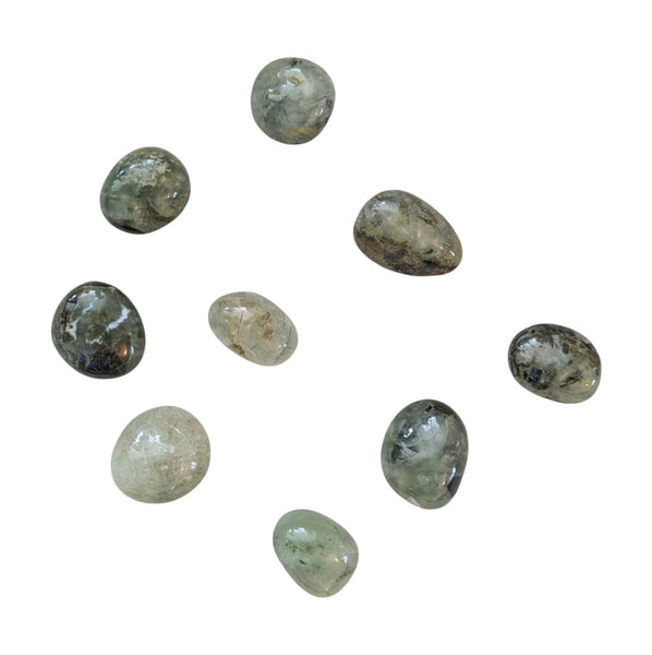 Prehnite with Epidote Inclusions Tumblestone - A Stone for Dreaming - Gemstone for Libra