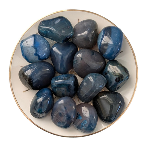 Teal Agate Crystal Tumblestone - Promotes Inner Peace - Throat Chakra Gemstone