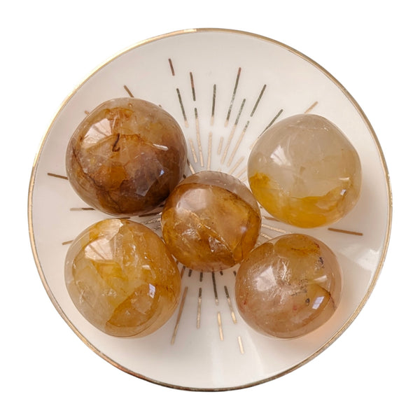 Yellow Hematoid Quartz Crystal Tumblestone - Hematite Quartz - Golden Healer