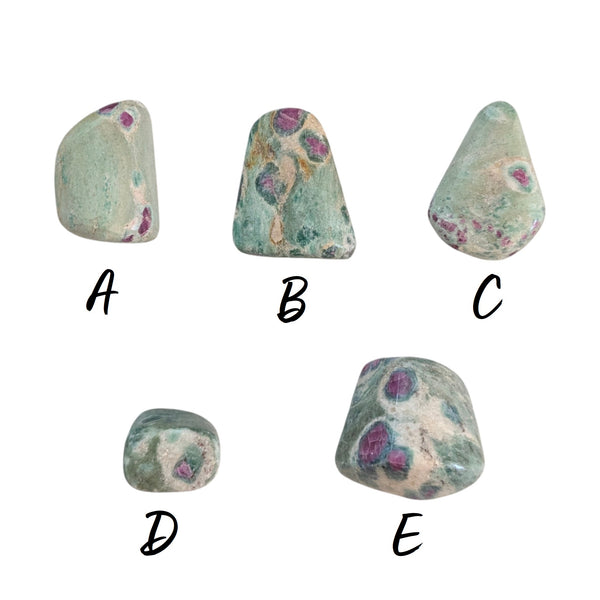 Ruby Fuchsite Crystal Tumblestone - Happiness, Honesty, Courage & Passion - Rare Gemstone