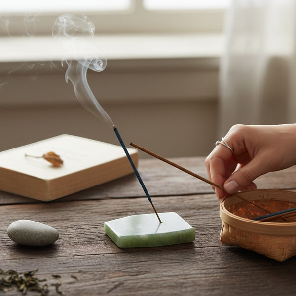 New Jade (Serpentine) Natural Edge Polished Slab Incense Holder - Sold As Seen - Restoring Balance