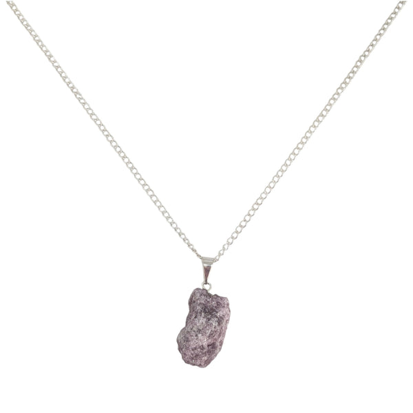 Natural Raw Lepidolite Crystal Necklace UK - Gift Boxed - Gemstone Jewellery - Peace Stone - Chakra Necklace