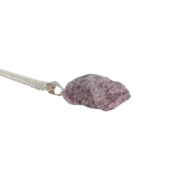 Natural Raw Lepidolite Crystal Necklace UK - Gift Boxed - Gemstone Jewellery - Peace Stone - Chakra Necklace