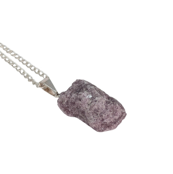 Natural Raw Lepidolite Crystal Necklace UK - Gift Boxed - Gemstone Jewellery - Peace Stone - Chakra Necklace