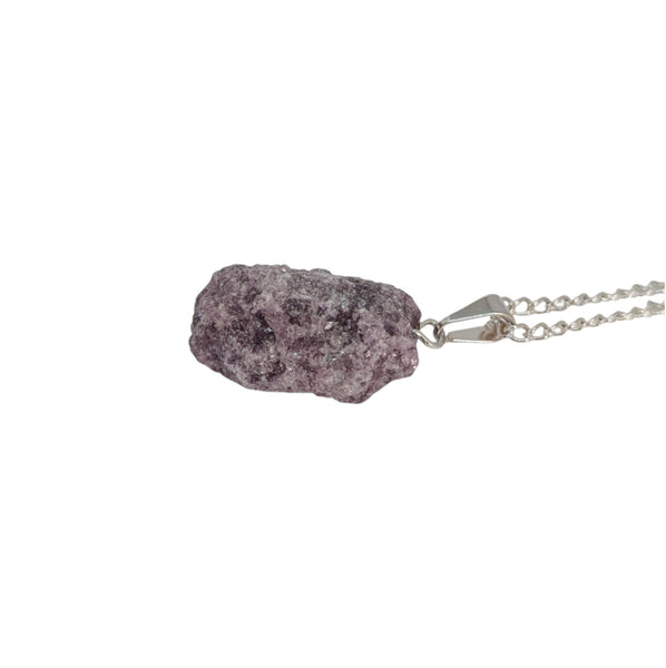 Natural Raw Lepidolite Crystal Necklace UK - Gift Boxed - Gemstone Jewellery - Peace Stone - Chakra Necklace