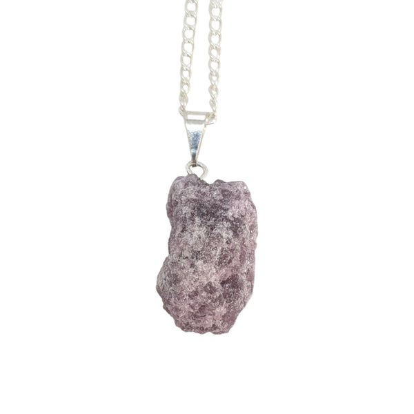 Natural Raw Lepidolite Crystal Necklace UK - Gift Boxed - Gemstone Jewellery - Peace Stone - Chakra Necklace