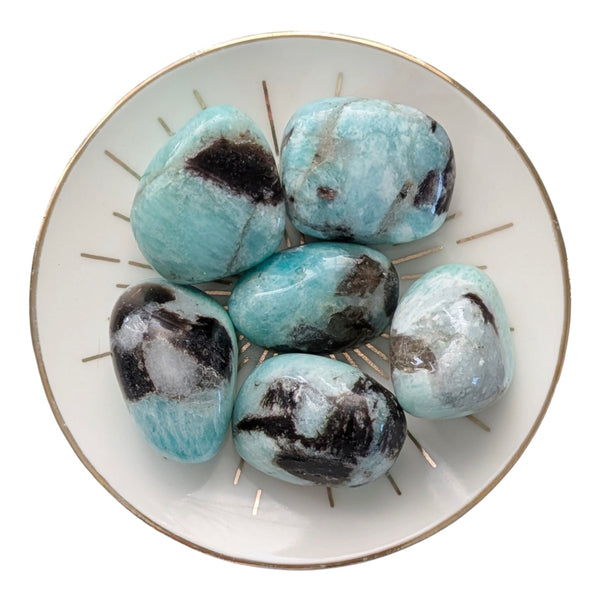 Amazonite with Smoky Quartz & Albite Tumblestone