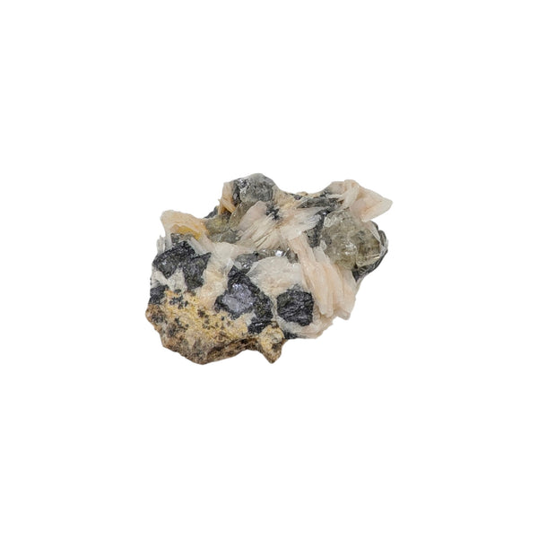 Natural Raw Specimen of Cerussite with Galena on a Barite Bladed Matrix (Morocco) - Sold As Seen