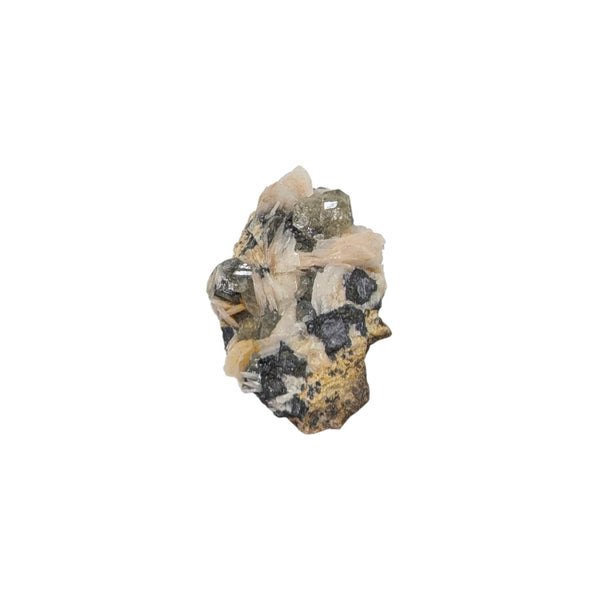 Natural Raw Specimen of Cerussite with Galena on a Barite Bladed Matrix (Morocco) - Sold As Seen