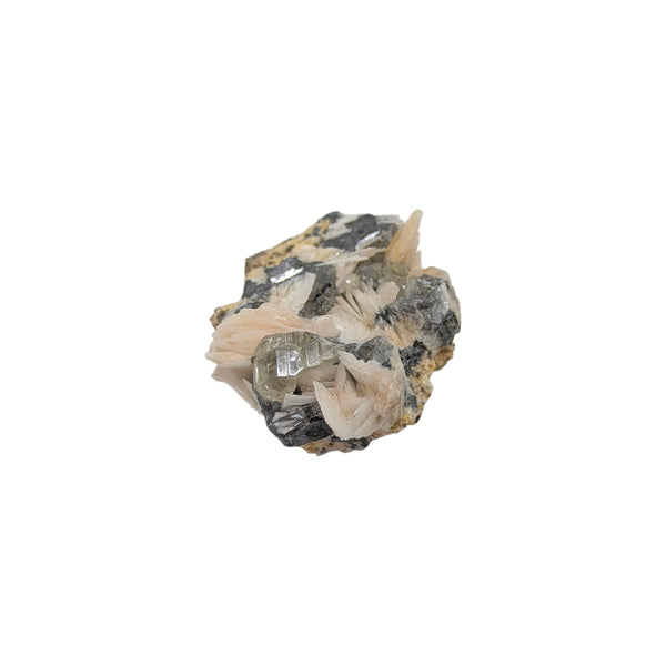 Natural Raw Specimen of Cerussite with Galena on a Barite Bladed Matrix (Morocco) - Sold As Seen