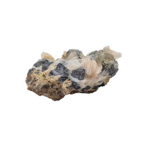 Natural Raw Specimen of Cerussite with Galena on a Barite Bladed Matrix (Morocco) - Sold As Seen