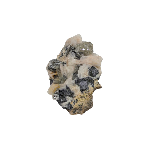 Natural Raw Specimen of Cerussite with Galena on a Barite Bladed Matrix (Morocco) - Sold As Seen