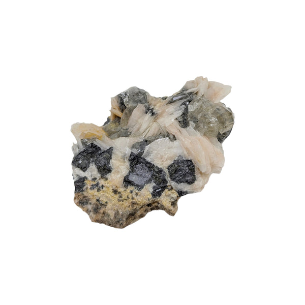 Natural Raw Specimen of Cerussite with Galena on a Barite Bladed Matrix (Morocco) - Sold As Seen