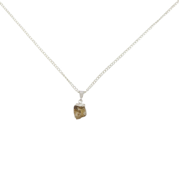 Mini Raw Golden Rutilated Quartz Crystal Necklace