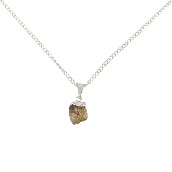 Mini Raw Golden Rutilated Quartz Crystal Necklace