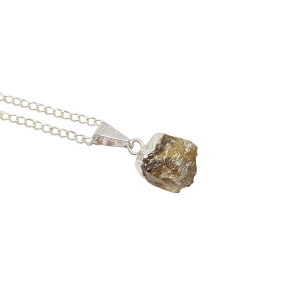 Mini Raw Golden Rutilated Quartz Crystal Necklace