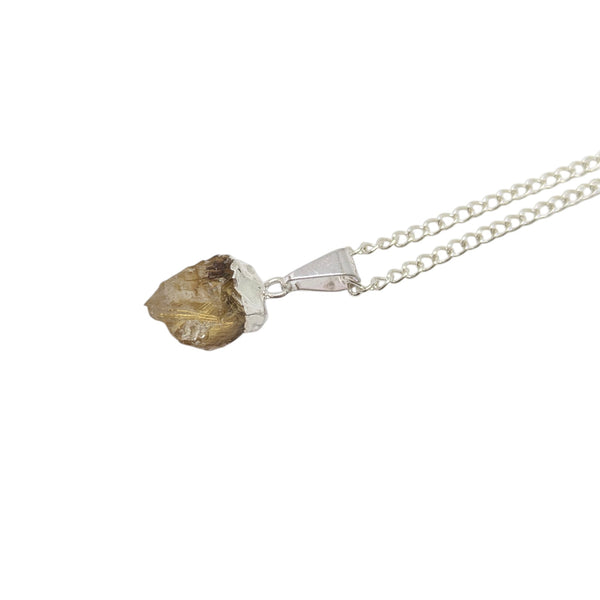 Mini Raw Golden Rutilated Quartz Crystal Necklace