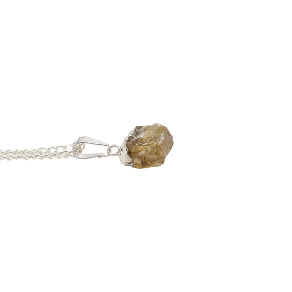 Mini Raw Golden Rutilated Quartz Crystal Necklace