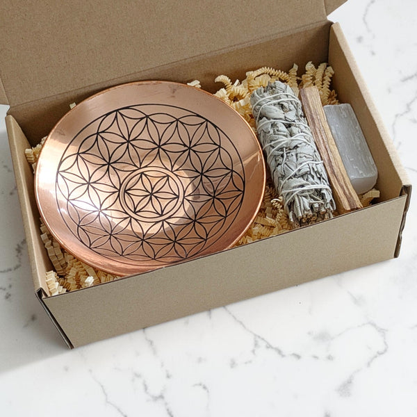 Smudge Set Gift Box with Genuine Copper Smudge Plate