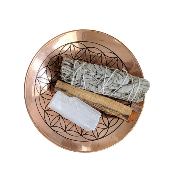 Smudge Set Gift Box with Genuine Copper Smudge Plate