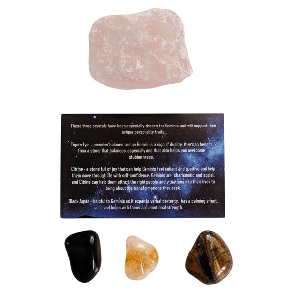 Gemini Horoscope Gift Box - Zodiac Gifts - Crystals & Aromatherapy Spa Gift Set - May/June Birthday