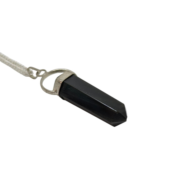 Black Agate Pendant Necklace - Grounding & Protection Gemstone - Black Crystal Jewelry