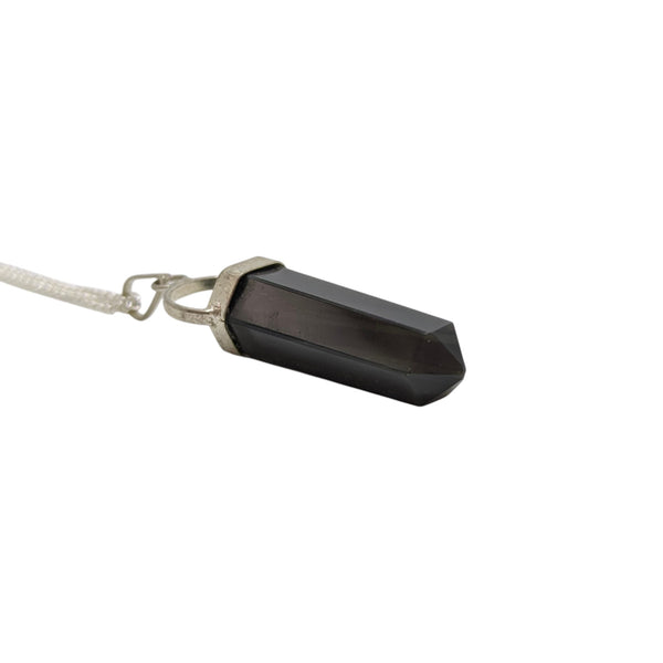 Black Agate Pendant Necklace - Grounding & Protection Gemstone - Black Crystal Jewelry