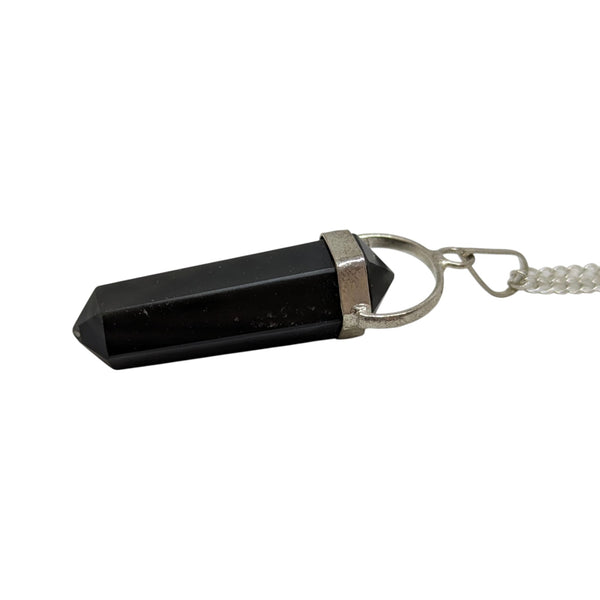 Black Agate Pendant Necklace - Grounding & Protection Gemstone - Black Crystal Jewelry