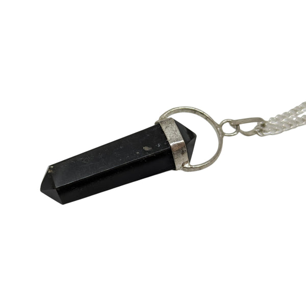 Black Agate Pendant Necklace - Grounding & Protection Gemstone - Black Crystal Jewelry