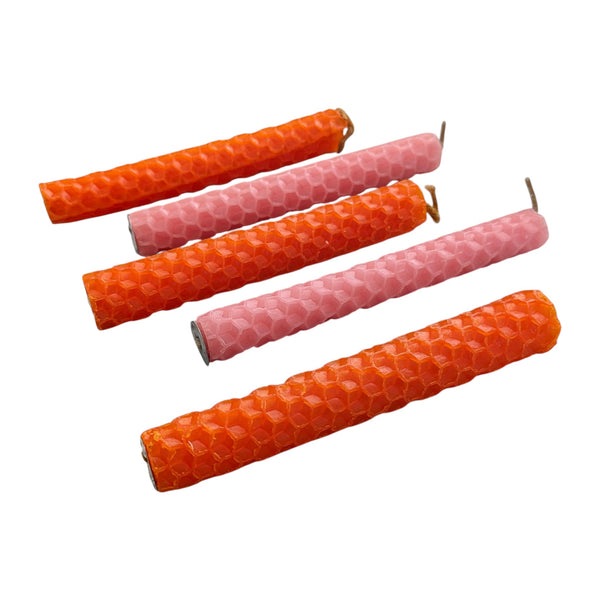 Pink & Orange Beeswax Spell Candle Set - Creativity & Self Love - Spell Casting - Ritual Candles